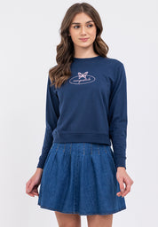 Butterfly Graphic Semi-Crop Sweatshirt