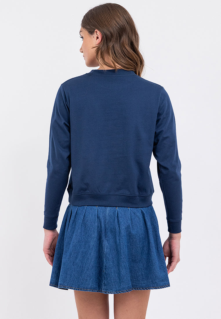 Butterfly Graphic Semi-Crop Sweatshirt