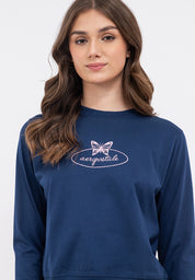 Butterfly Graphic Semi-Crop Sweatshirt