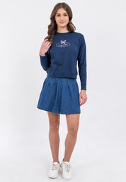 Butterfly Graphic Semi-Crop Sweatshirt