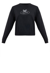 Butterfly Graphic Semi-Crop Sweatshirt