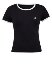 Ribbed Semi-Crop Ringer Tee