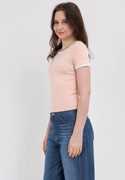 Ribbed Semi-Crop Ringer Tee