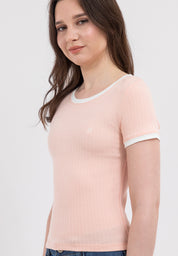 Ribbed Semi-Crop Ringer Tee