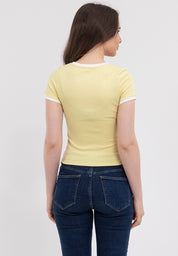 Ribbed Semi-Crop Ringer Tee