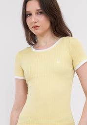 Ribbed Semi-Crop Ringer Tee