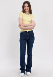 Ribbed Semi-Crop Ringer Tee