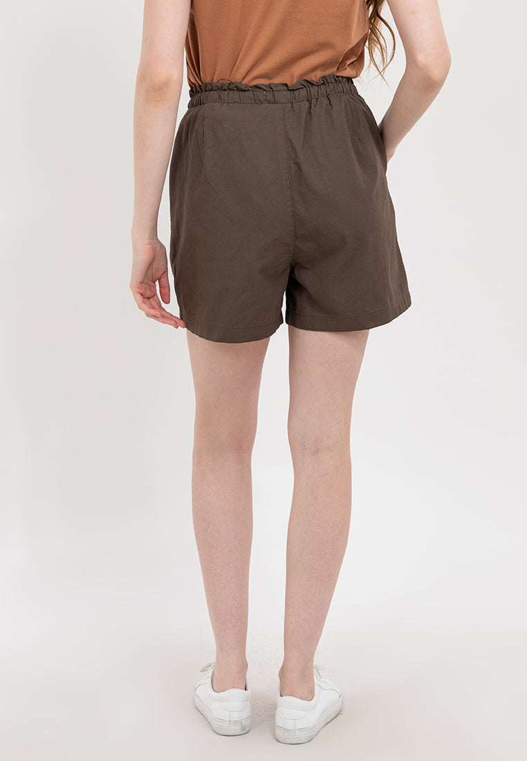 Elastic Waist Paperbag Shorts