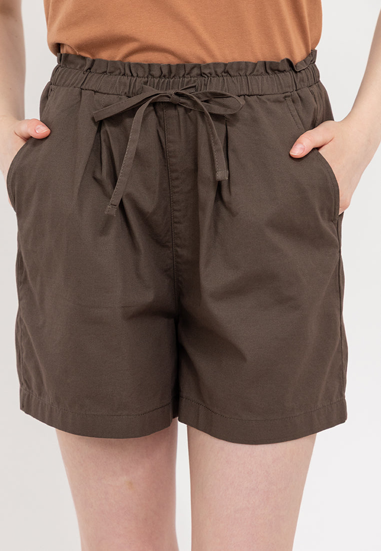 Elastic Waist Paperbag Shorts