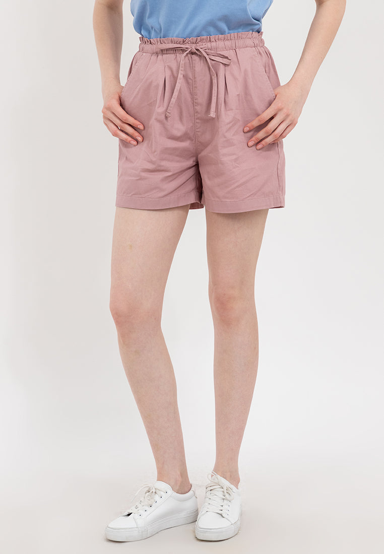 Elastic Waist Paperbag Shorts