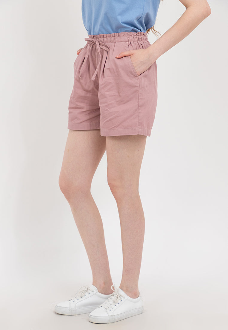 Elastic Waist Paperbag Shorts