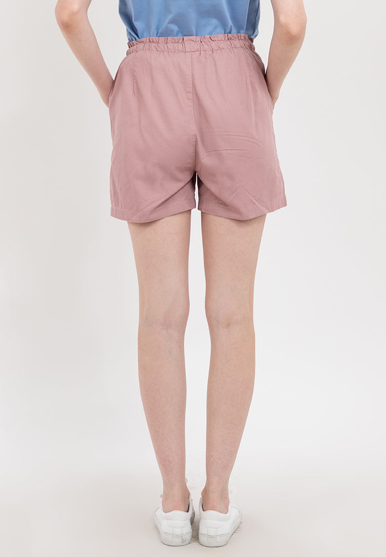 Elastic Waist Paperbag Shorts