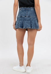 Denim Pleated Skirt