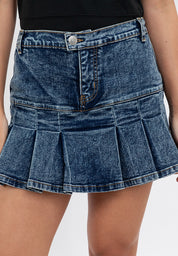 Denim Pleated Skirt