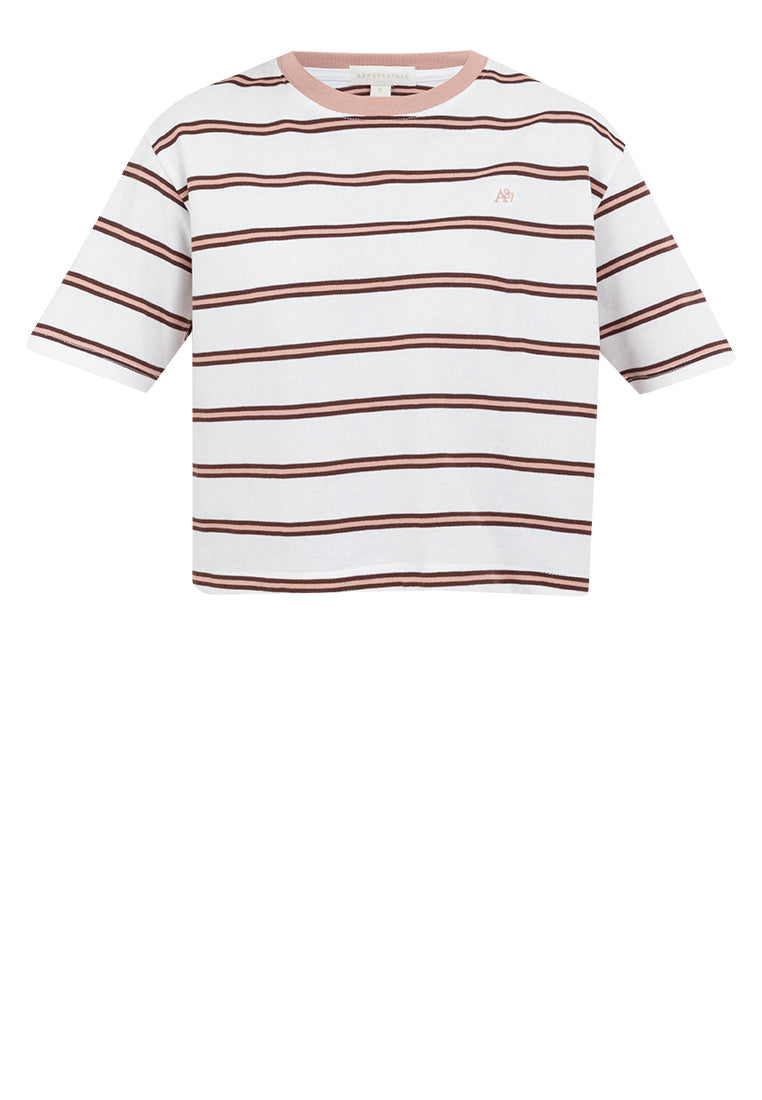 A87 Striped Knit Boxy Fit Tee