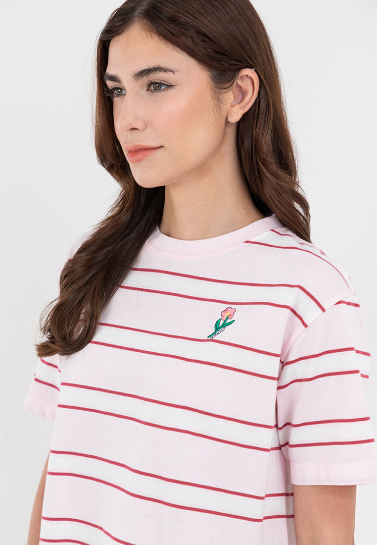 Striped Boxy Fit Graphic Tee