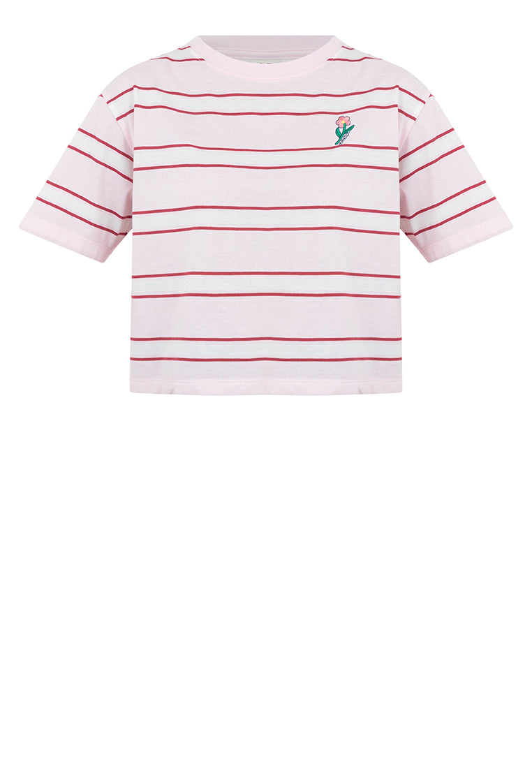 Striped Boxy Fit Graphic Tee