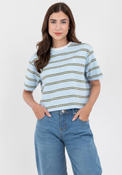 A87 Striped Knit Boxy Fit Tee