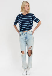 A87 Stripe Loose Gartered Tee
