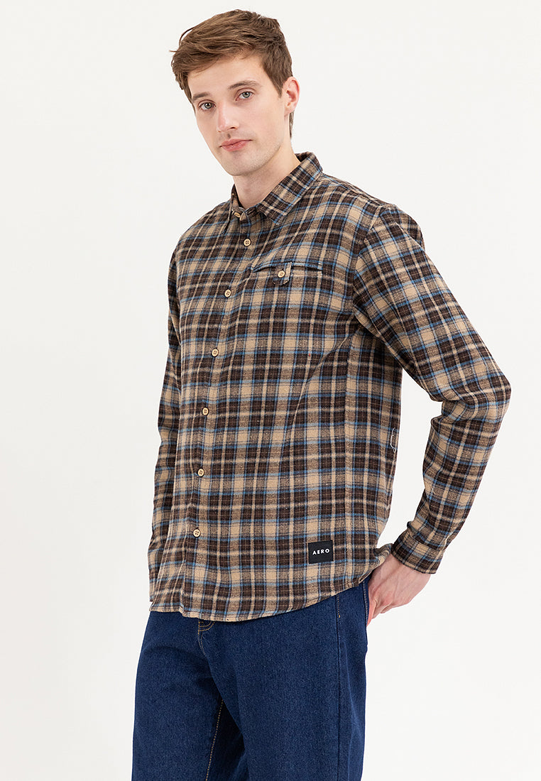 AERO Guys Plaid Long Sleeves Polo