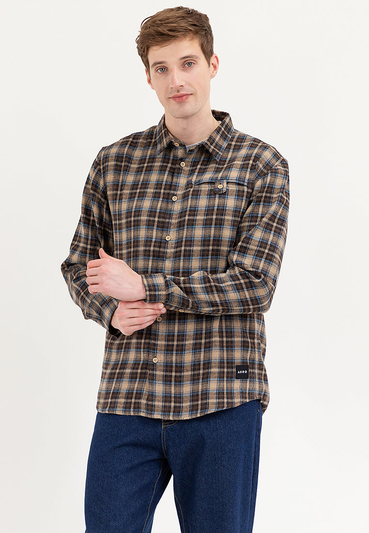 AERO Guys Plaid Long Sleeves Polo