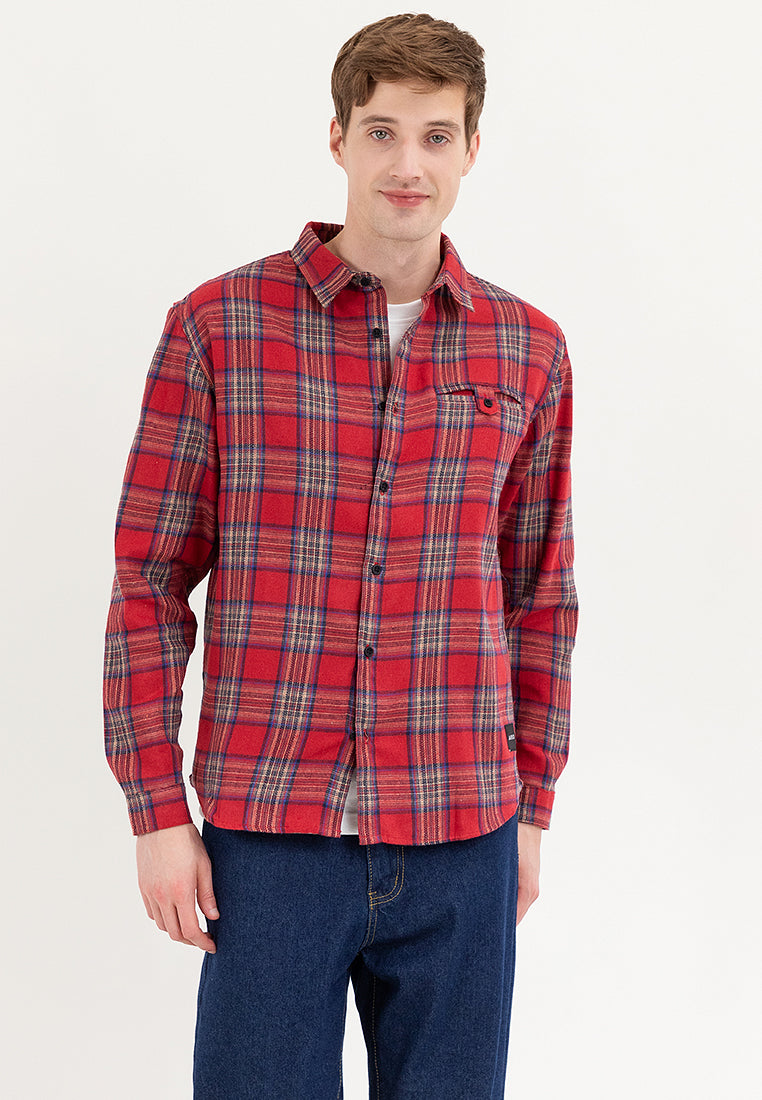 AERO Guys Plaid Long Sleeves Polo