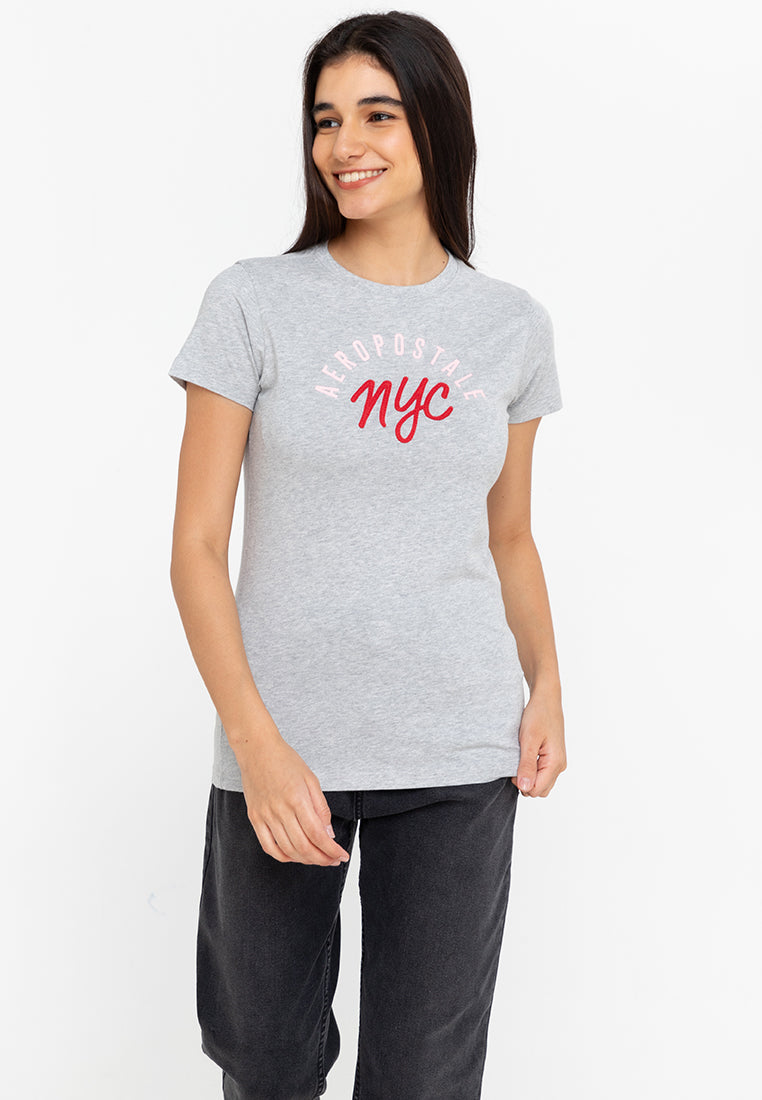 AERO Top Dye Gray NYC Girls Graphic Tee