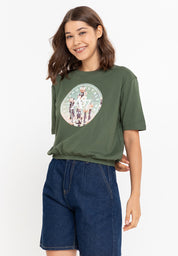 AERO A87 Girls Black Forest Green Graphic Tee