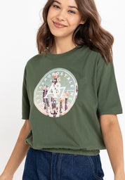 AERO A87 Girls Black Forest Green Graphic Tee