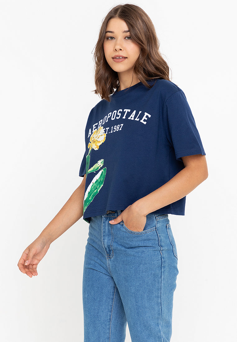 AERO Medieval Blue Est 1987 Girls Boxy Tee