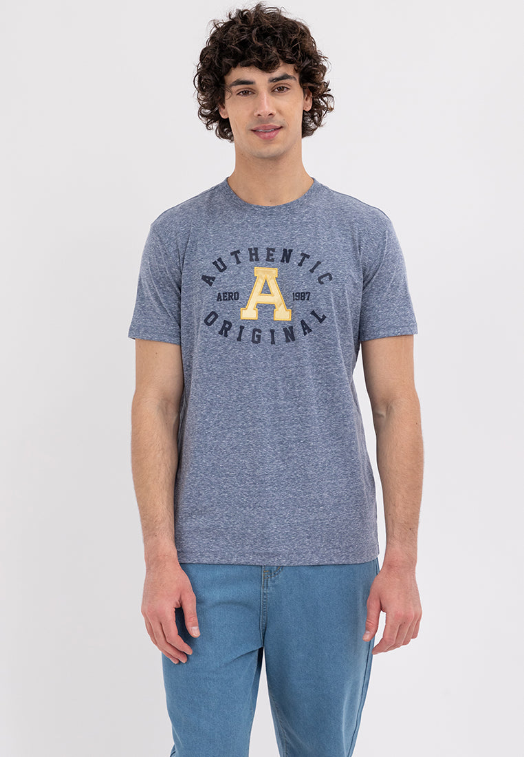 MEN'S AERO ENSIGN BLUE A APPLIQUE TEE