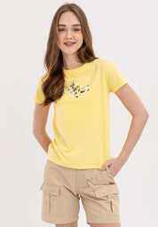 LADIES AERO LIGHT YELLOW COMFORT FIT GRAPHIC TEE