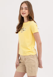 LADIES AERO LIGHT YELLOW COMFORT FIT GRAPHIC TEE