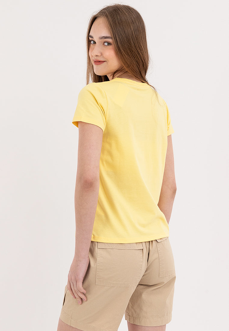 LADIES AERO LIGHT YELLOW COMFORT FIT GRAPHIC TEE