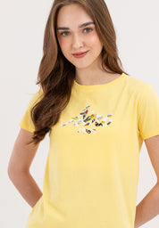 LADIES AERO LIGHT YELLOW COMFORT FIT GRAPHIC TEE