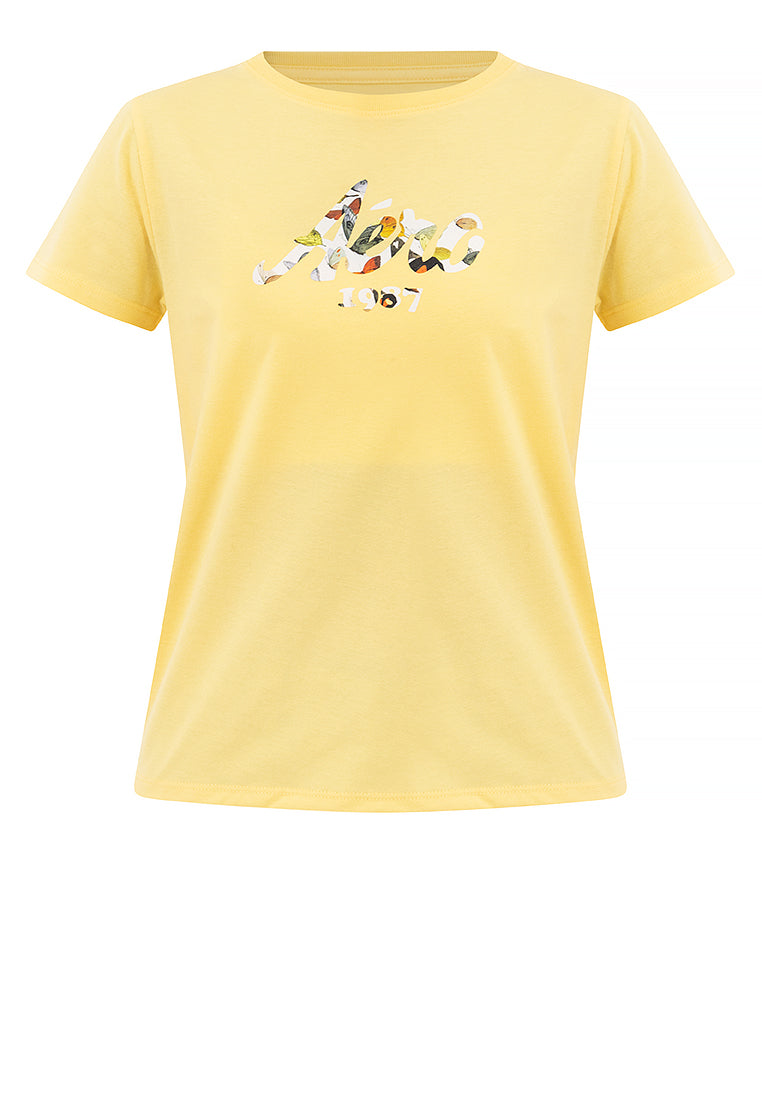 LADIES AERO LIGHT YELLOW COMFORT FIT GRAPHIC TEE