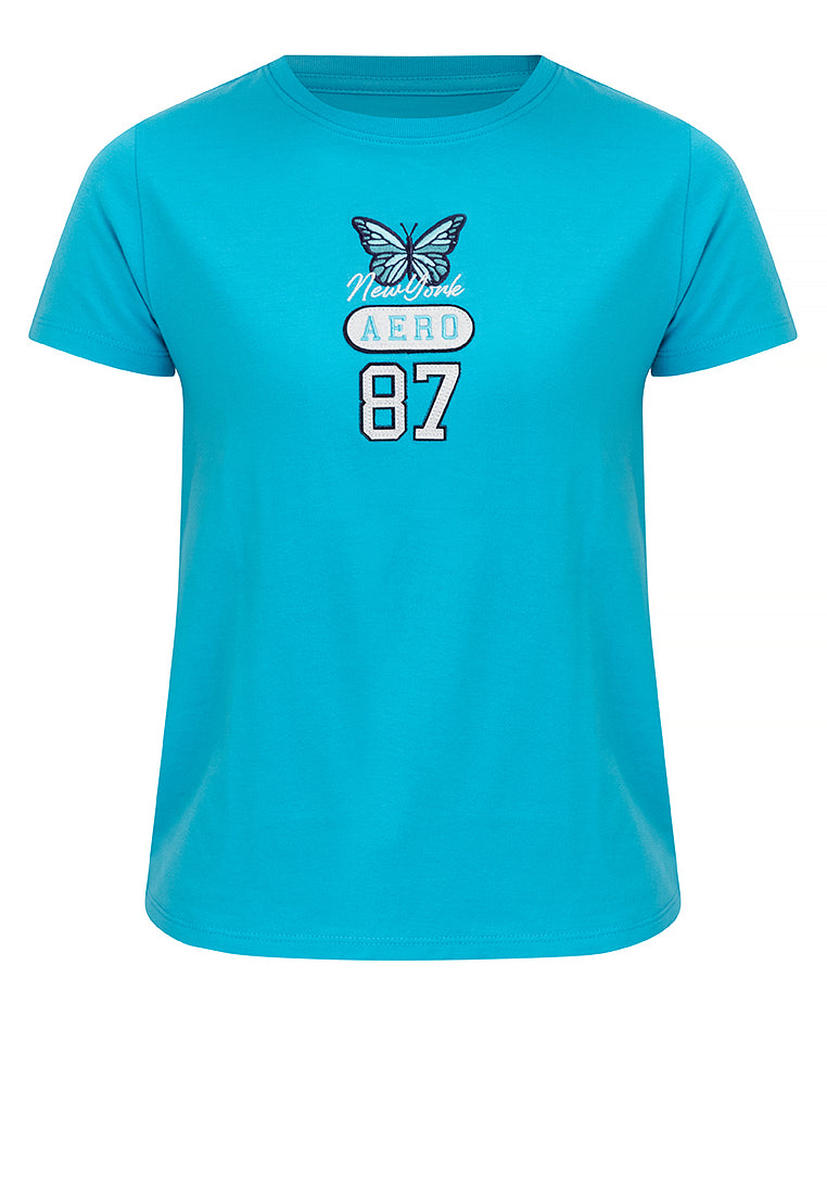 LADIES AERO MAUI BLUE COMFORT FIT GRAPHIC TEE