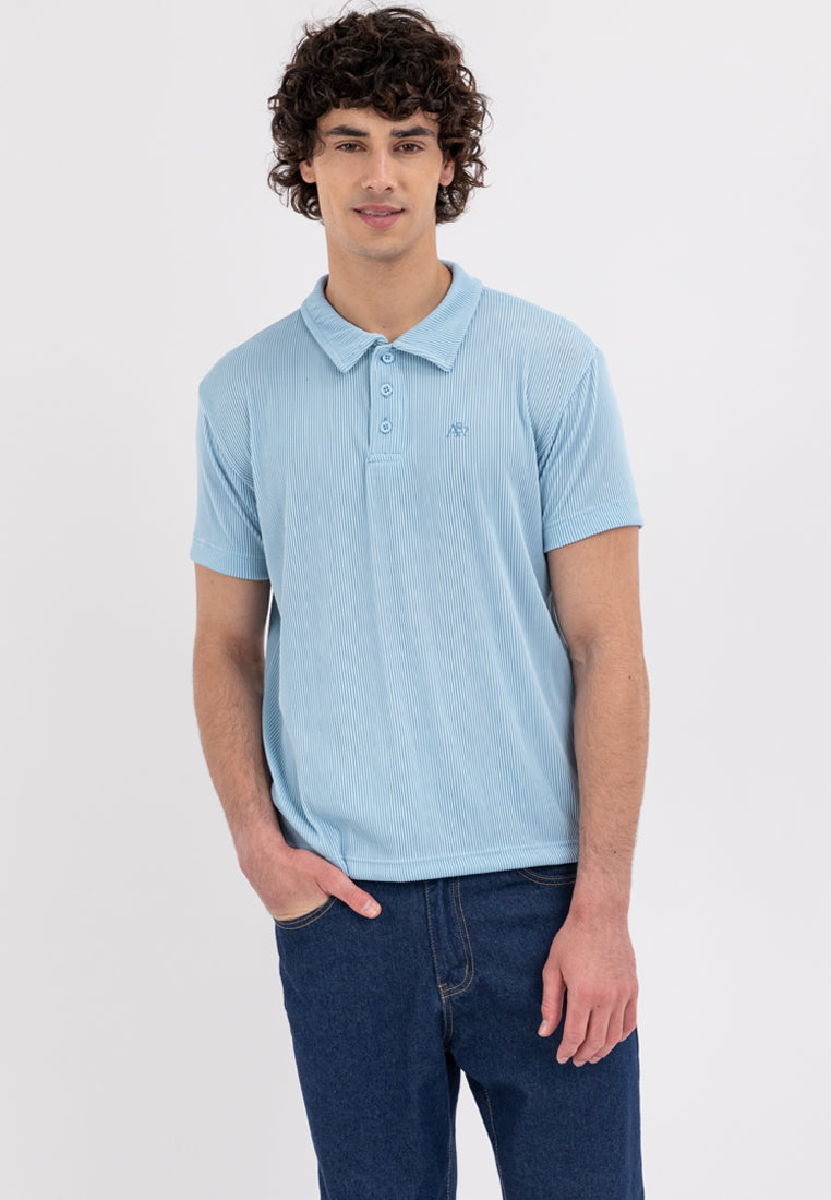 MEN'S AERO INDIGO PLEATED POLO SHIRT