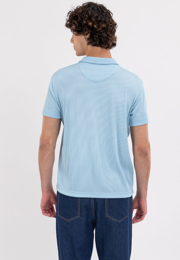 MEN'S AERO INDIGO PLEATED POLO SHIRT