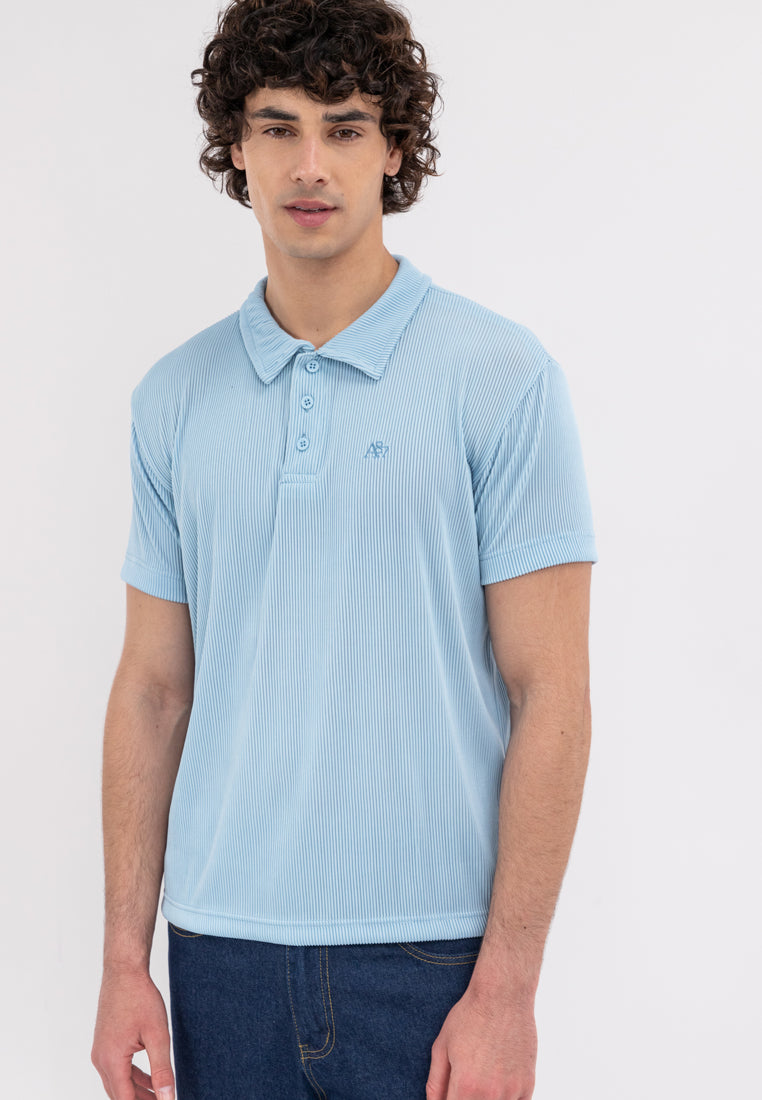 MEN'S AERO INDIGO PLEATED POLO SHIRT