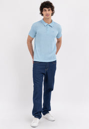 MEN'S AERO INDIGO PLEATED POLO SHIRT