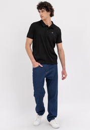 MEN'S AERO BLACK PLEATED POLO SHIRT