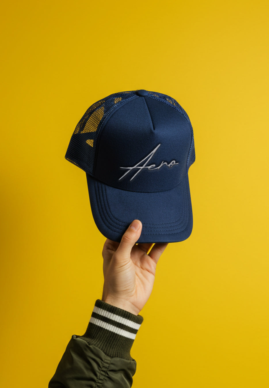 Embroidered Script Logo Trucker Cap